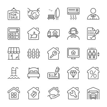 building and real estate line iconset 2