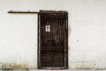 old door with steel lock