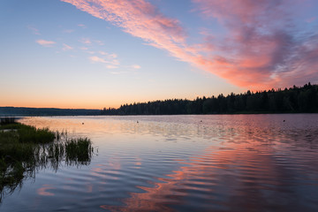 lake sunrise sky clouds