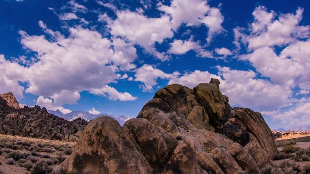 Time Lapse - Beautiful Clouds Moving Over Rock Formation in Alabama Hills, California, USA