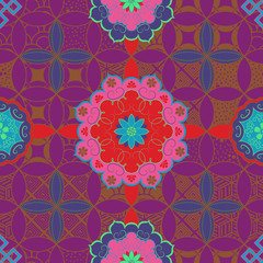 Chinese abstract geometric tiles seamless pattern in retro style. Vector illustration