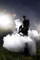 handsome man and abstract smoke