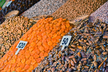 Dried food on the arab street market stall