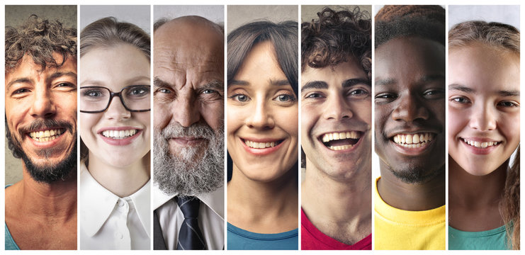 Smiling people of different countries