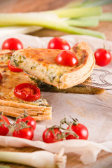 Leek and tomato quiche. 