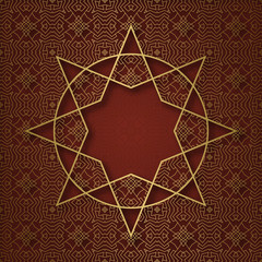 Traditional ornamental background with eight pointed mandala form frame