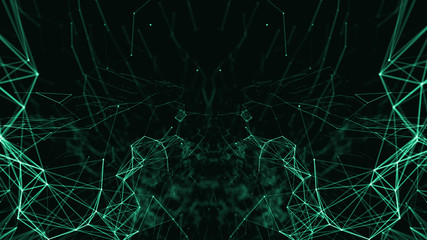 Geometric Abstract mesh background with circles and lines.