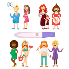 expectant mother , pregnancy , pregnant woman , the joy of motherhood , vector graphics