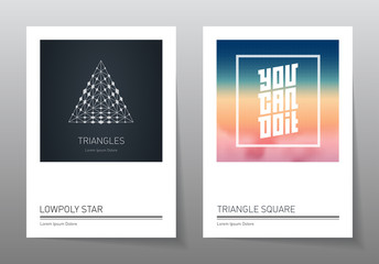 Abstract geometry backgrounds set. Applicable for covers, placards, posters, flyers and banner designs.A4 format, vector templates.