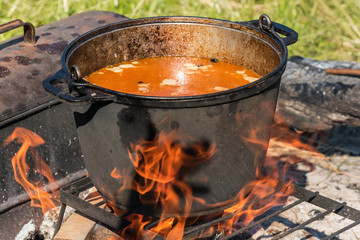 pilaf cauldron outdoors