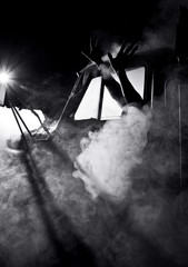 car in smoke