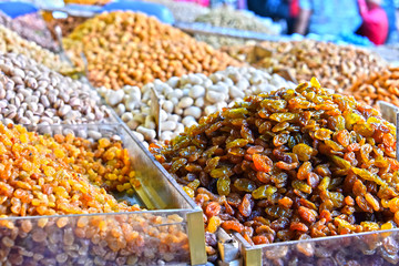 Dried food on the arab street market stall