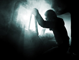 car in smoke