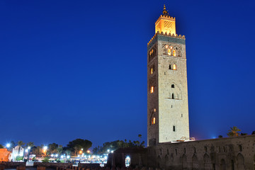 Fototapeta na wymiar Koutoubia Mosque in the southwest medina quarter of Marrakesh