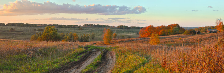 autumn beautiful panoramic rural landscape