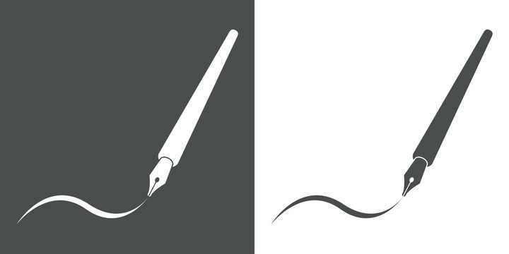 Icono plano pluma entera escribiendo gris