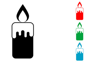 Icono plano vela encendida en varios colores