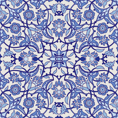 Stylized flowers oriental wallpaper retro seamless abstract background vector, decoration tile print oriental tribal floral ornament paisley, arabesque floral pattern tile vintage