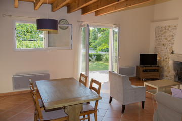 In the bright living room