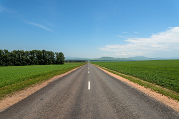 road fields mountains asphalt