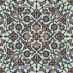 Fotobehang Marokkaanse tegels Gestileerde bloemen oosters behang retro naadloze abstracte achtergrond vector, decoratie tegel print oosterse tribal bloemen ornament paisley, arabesque bloemmotief tegel vintage