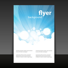 Flyer or Cover Design with Abstract White-Blue Background
