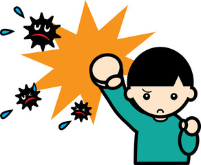 ウイルスをやっつける男の子