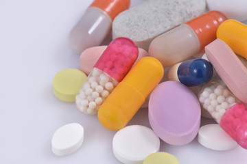 Pills, tablets, capsules isolated on a white background