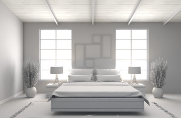 Naklejka na ściany i meble Bedroom interior. 3d illustration