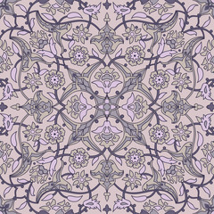 Stylized flowers oriental wallpaper retro seamless abstract background vector, decoration tile print oriental tribal floral ornament paisley, arabesque floral pattern tile vintage