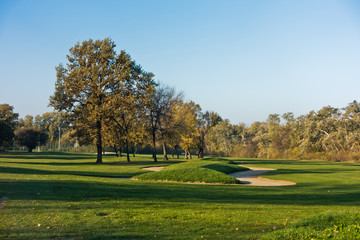 Detail from a golf course at autumn sunny day in Belgrade, Serbia
