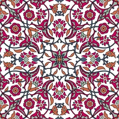 Cercles muraux Tuiles marocaines Fleurs stylisées oriental papier peint rétro fond abstrait sans couture vecteur, tuile de décoration impression oriental tribal ornement floral paisley, vintage carreau motif floral arabesque
