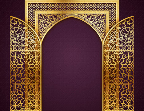 Background with Opened Doors  Arabic Pattern
