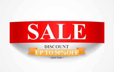 Curved paper Sale discount banner 