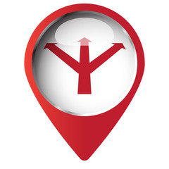 Obraz premium Map pin symbol with Strategy icon. Red symbol on white backgroun