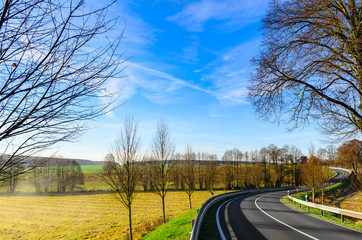 autumn road at sunny day in Germany
