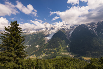 Le massif du Mont-blanc vu depuis le parc Merlet