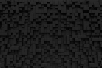 black small box cube random background pixel pandom 3d rendering