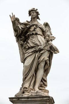 Marble statue of angel from the Sant'Angelo Bridge in Rome, Italy, designed by Bernini