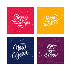 Set of Christmas and New Year greeting cards