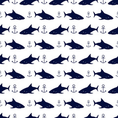 Fototapeta premium Nautical seamless background, vector illustration.