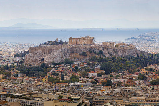 sight of the Acropolis of the Athens from the Lofos Likavitou hi