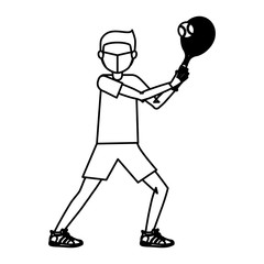 Boy playing tennis icon. Sport hobby and training theme. Isolated design. Vector illustration