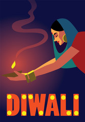 Happy Diwali Celebration. Traditional Festive concept vector illustration.