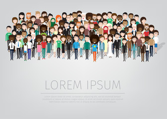 large group of different people. vector background