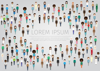 large group of different people. vector background