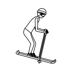 Boy skiing icon. Sport hobby and training theme. Isolated design. Vector illustration