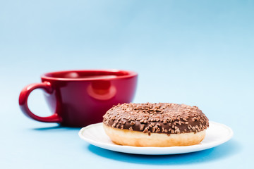 Donut. Sweet food and cup of coffee