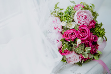 bridal bouquet with roses.