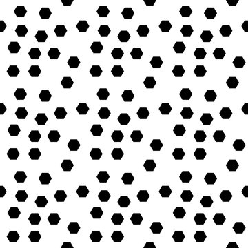 Abstract geometric black and white hipster fashion random hexagon pattern